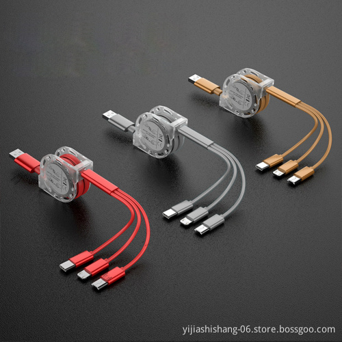 2021 Hot USB Cable 3 in 1 Multi Charger Cable, Retractable Charging Cord 3 in 1 retractable usb cable diamondpurple